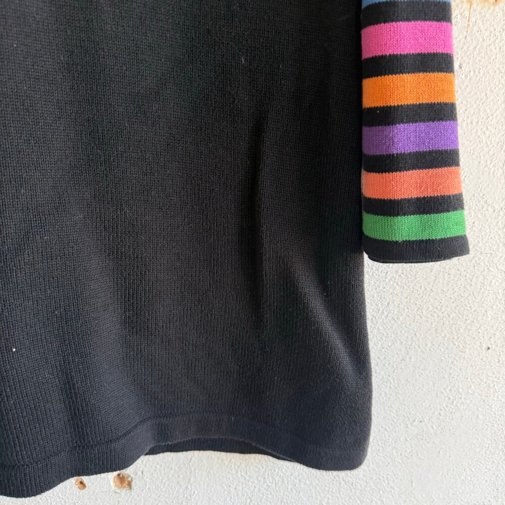Vtg Cardigan Bob Mackie Rainbow Stripe Longline Sweater Womens M 90s Art Teacher - Picture 6 of 7